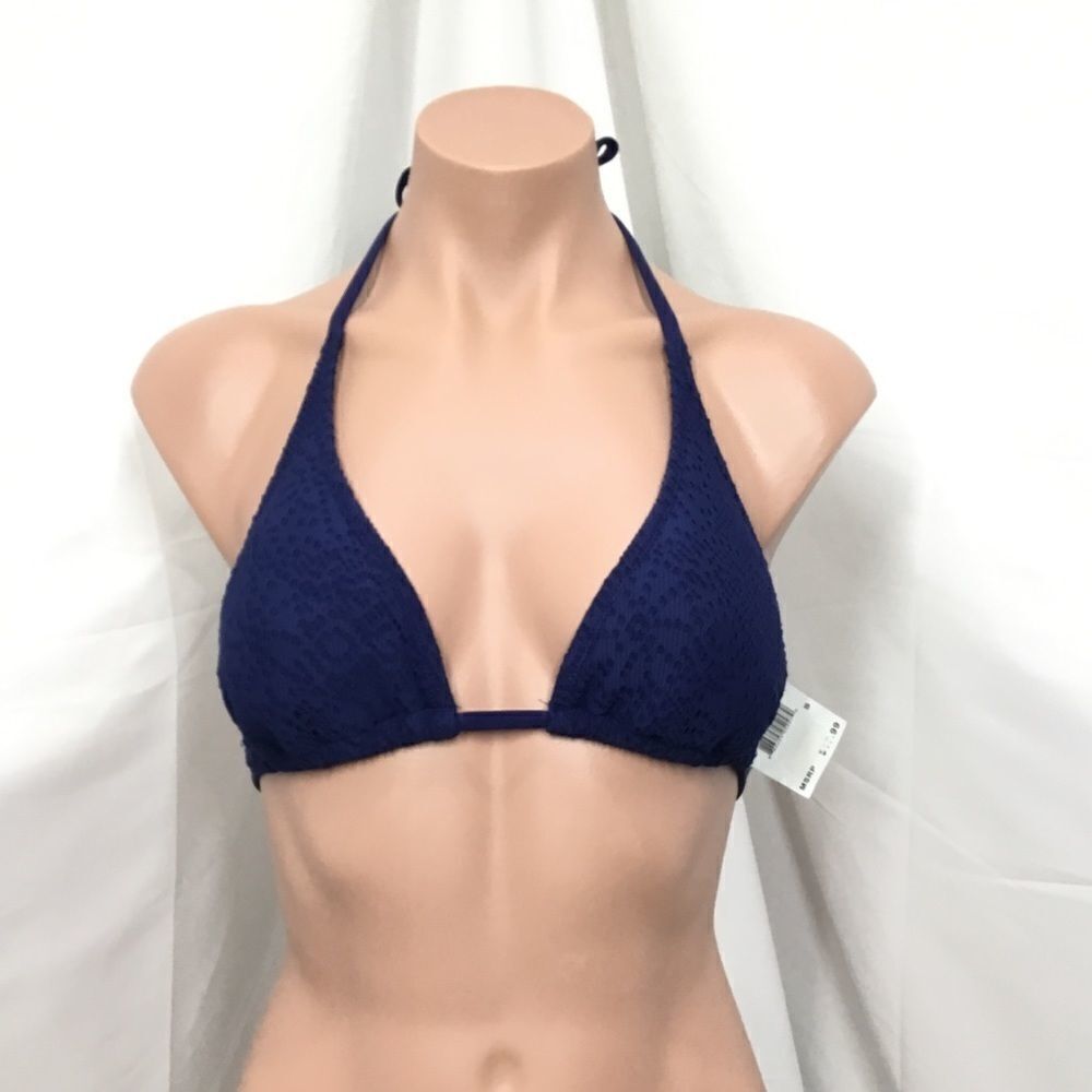 Marie Meili Triangle Bikini Top in Navy (D6)